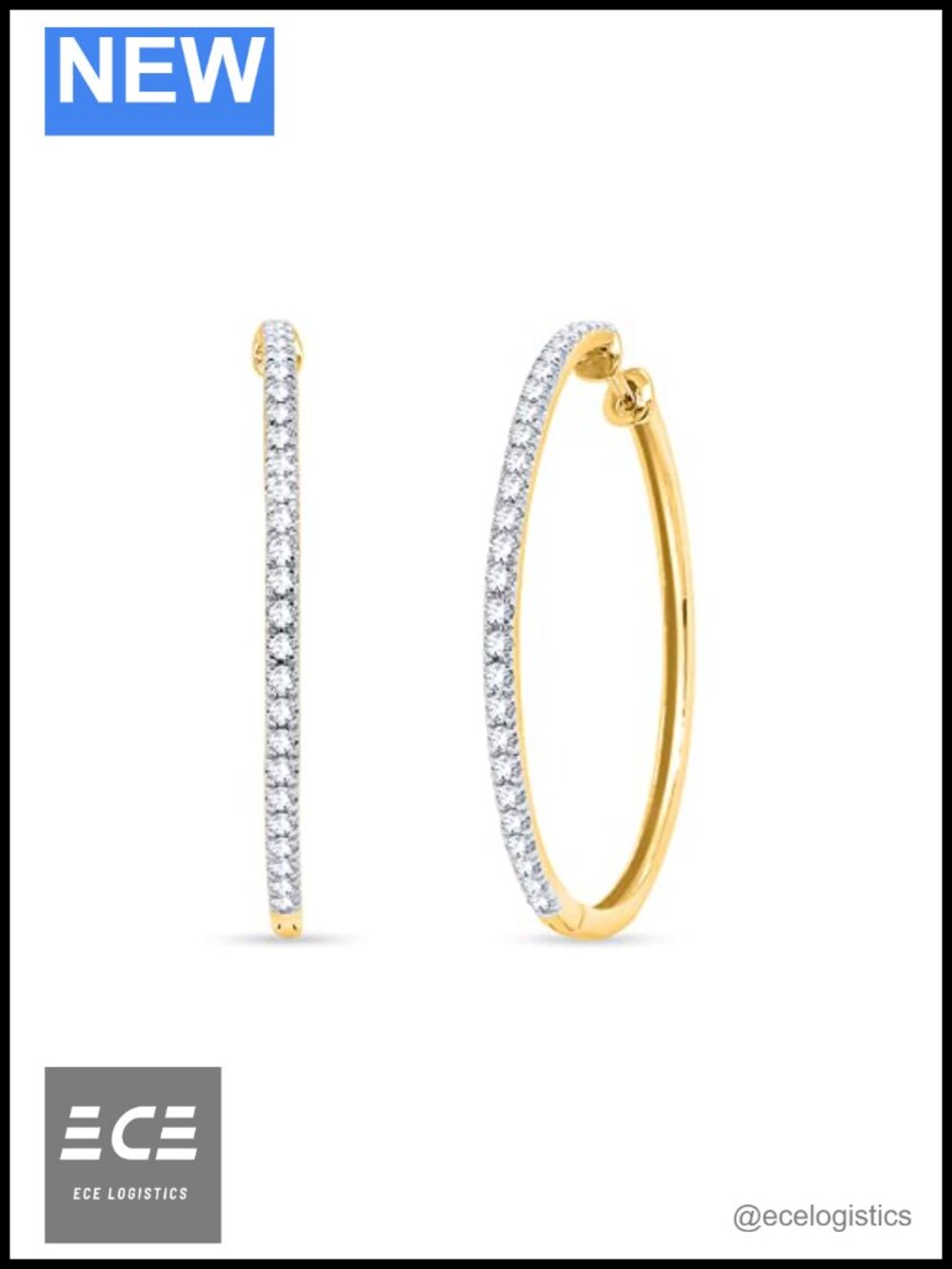 1.00 Cttw Natural Diamond Hoop Earrings 14K Gold Plated 925 Silver